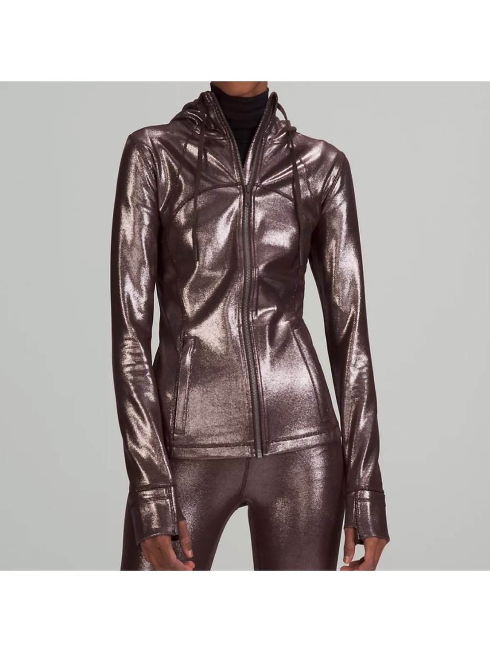 Lululemon Define hooded jacket shine radiant foil print French press sizes 6
